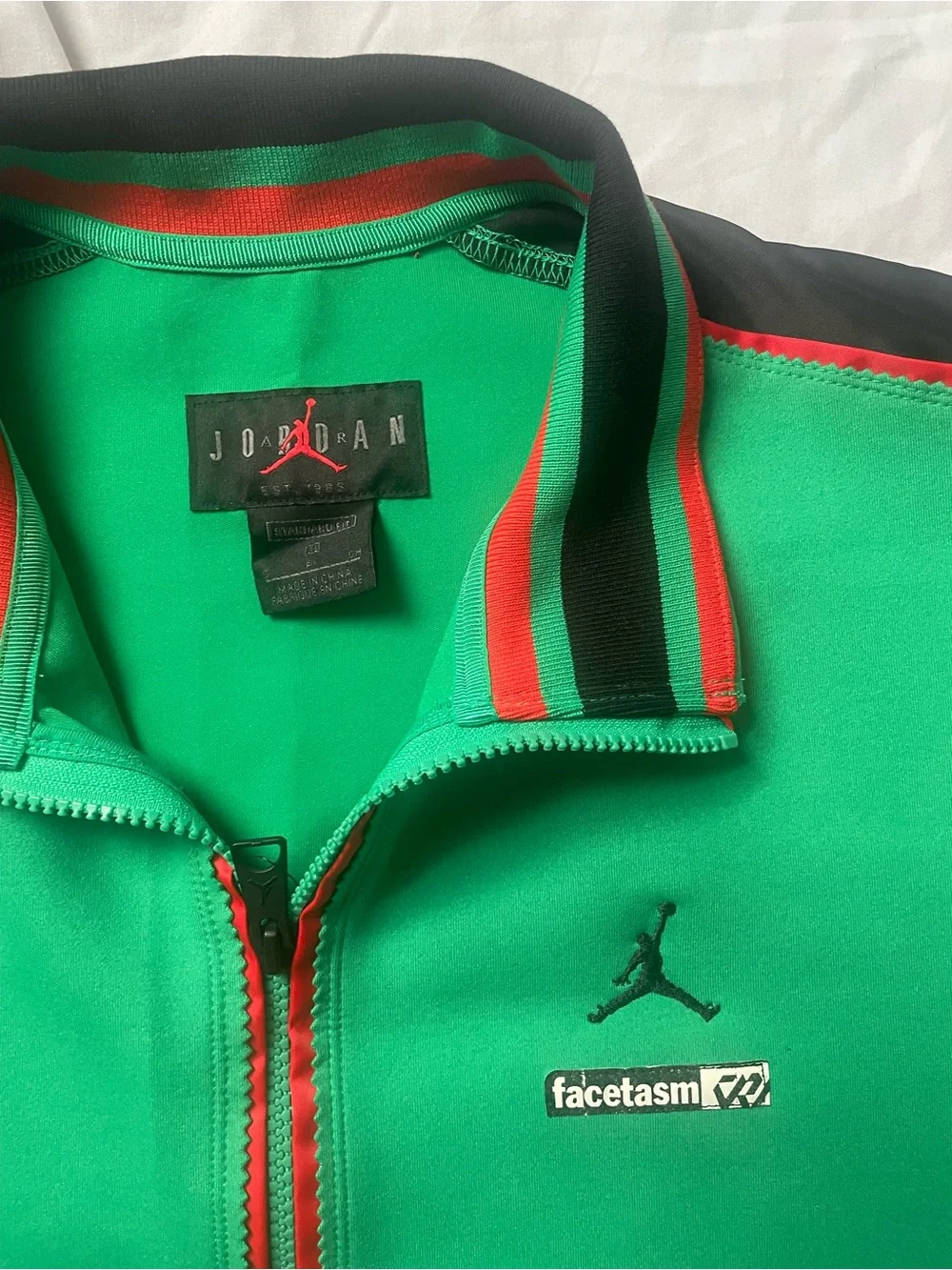 Jordan x Facetasm Retro 90’s Vintage Lime Green Zip-up Track Jacket NWT